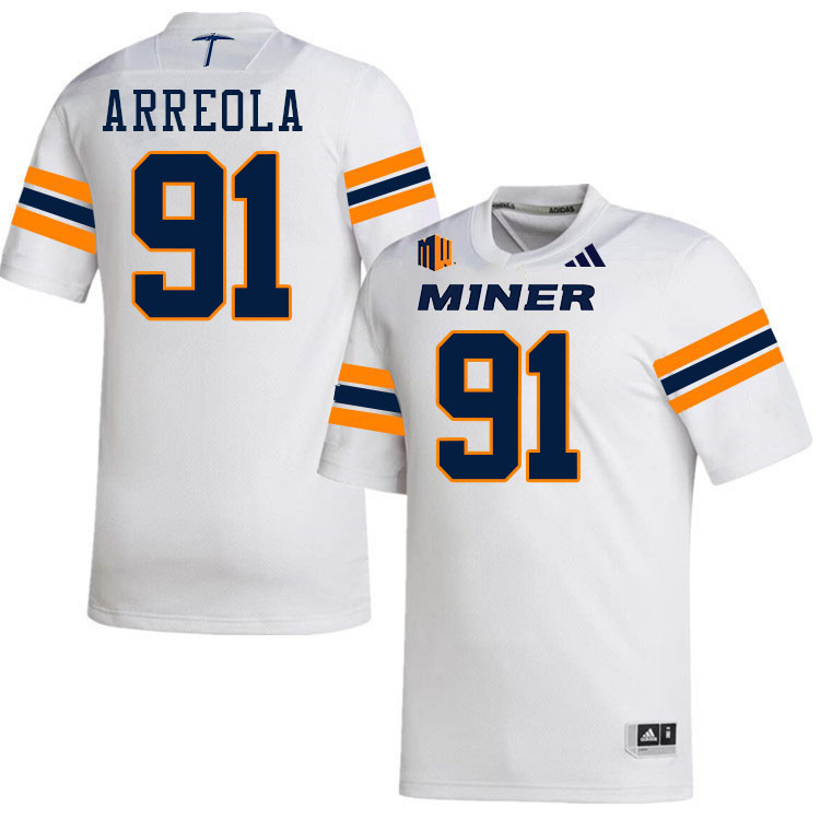UTEP Miners #91 Carlos Arreola College Football Jerseys,Uniforms-White